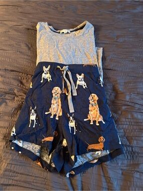 Seeing Stars Navy Drawstring Lounge shorts with Dog Print